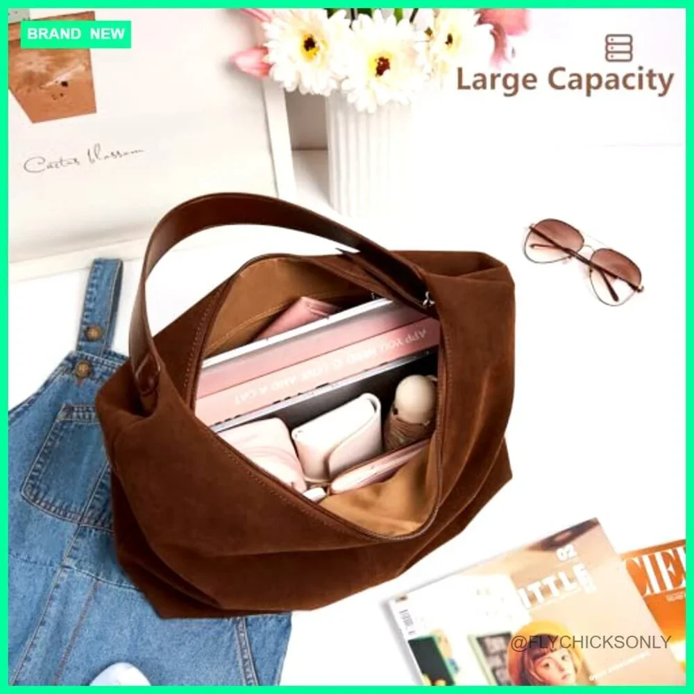 Medium Vegan Leather Hobo Tote with Zipper Closure for Travel Work
